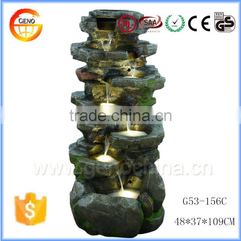 Large size Moss color polyresin crafts water fountain with stone effective finish
