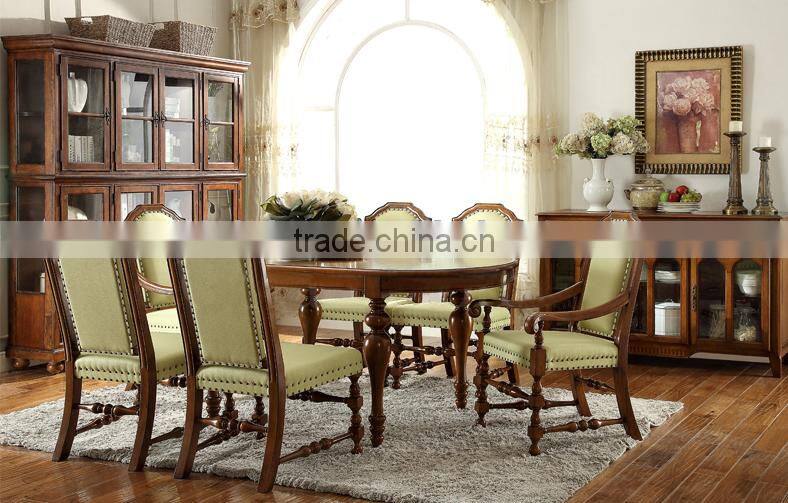American concise design solid wood hand carved fabric dining chair