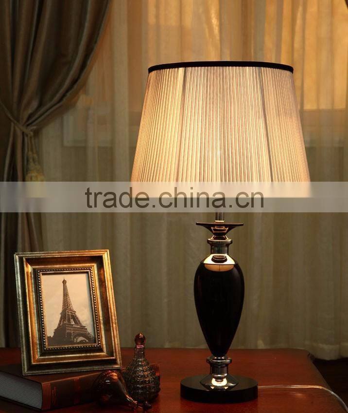 Vase shape black K9 crystal table lamp with lampshade