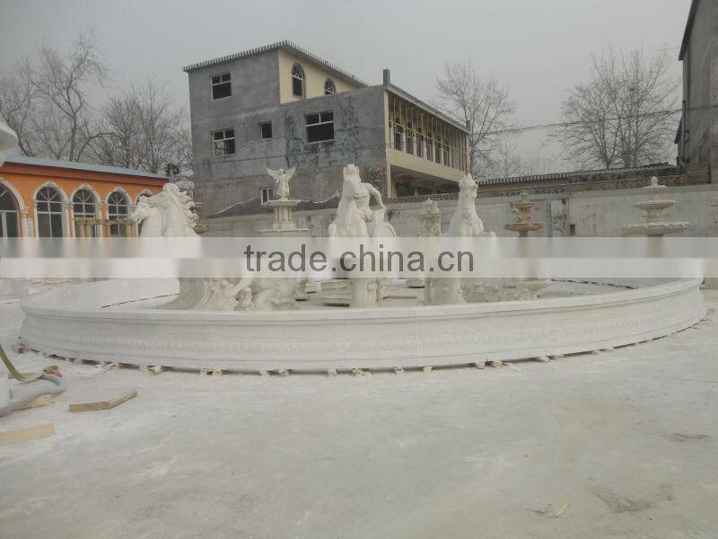 Large Outdoor Marble Water Fountain with Horse