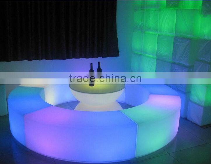 LED Remote Halfmoon Table/ Hot Sell LED Rechargeable Halfmoon Coffee Table/LED Outdoor Lawn Halfmoon Cocktail Table