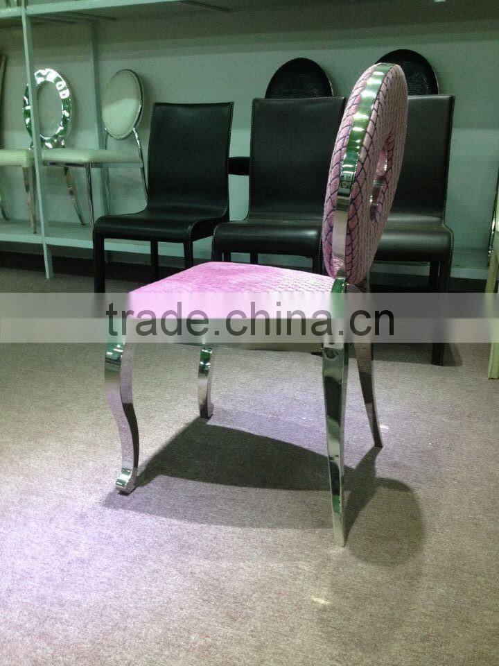 light pink color Dining chair, with soft cusion dining chair with Fabric or PU cover