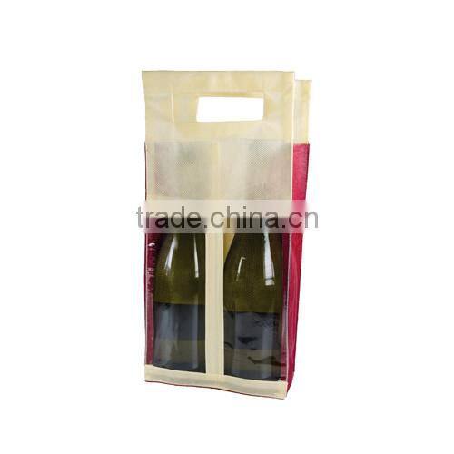 non-woven double bottle bag wine gift bag