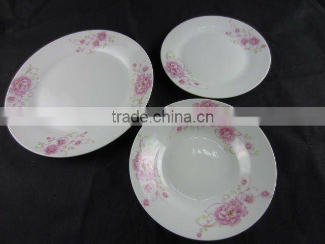 12 pcs dinnerware set with flower pattern decal
