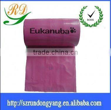 cherry red biodegradable plastic garbage bag on roller