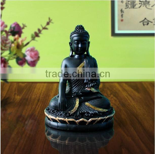 Matt black Sakyamuni resin statue of the buddha