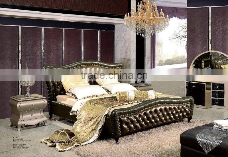 latest design bed room furniture 2015 new style leather beds YC030
