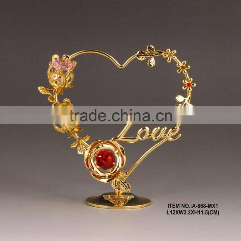 Beautiful 24K gold plated Heart Figurine with Swarovski Elements