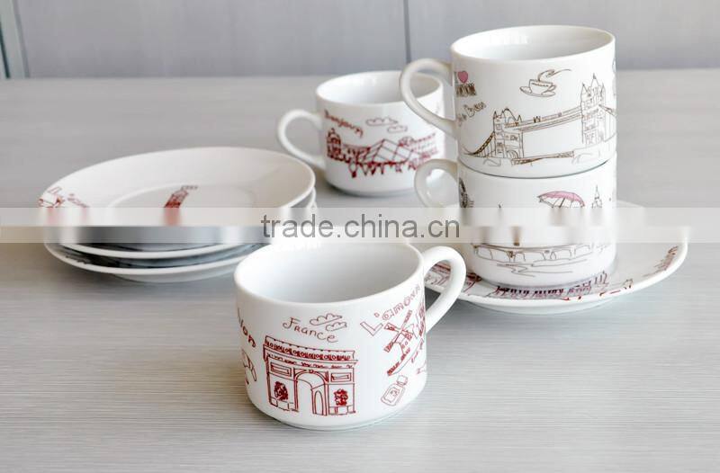 ceramic cup & saucer, cup saucer set, coffee set