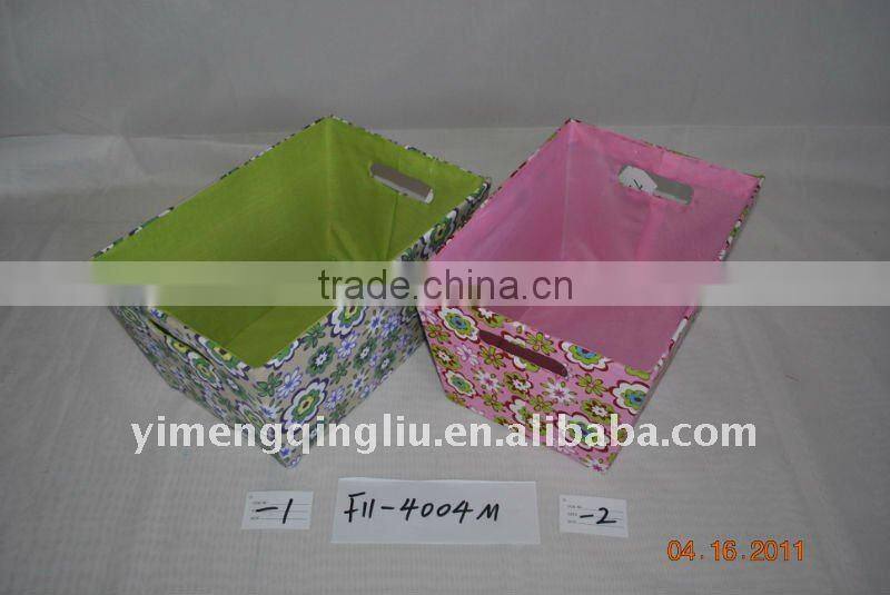 set/3 handmade fabric woven box with ears