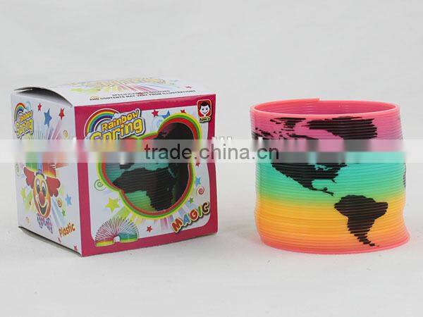 colorful plastic magic rainbow spring with printed map toys/hot sale rainbow circle