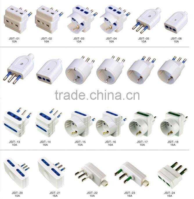 Italian ac dc electrical multi 3 round pin 16a industrial male and female plug socket adaptor socket