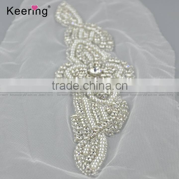 WRA-850 wholesale crystal rhinestone applique trimming for wedding dress