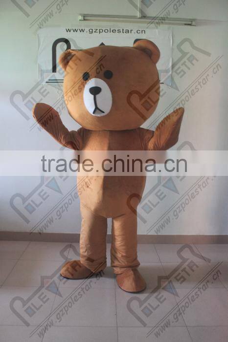 Popular brown bear mascot cartoon costume