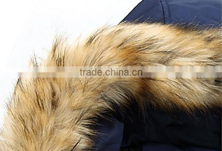 Custom warm fur-collar windproof jacket unisex parka cotton padded men winter jacket