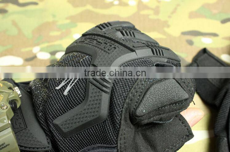 custom black antislip abrasion proof warm military half finger tactical gloves