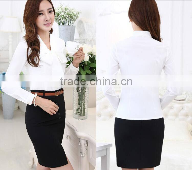 custom fashion long sleeve ladies office blouses and shirts