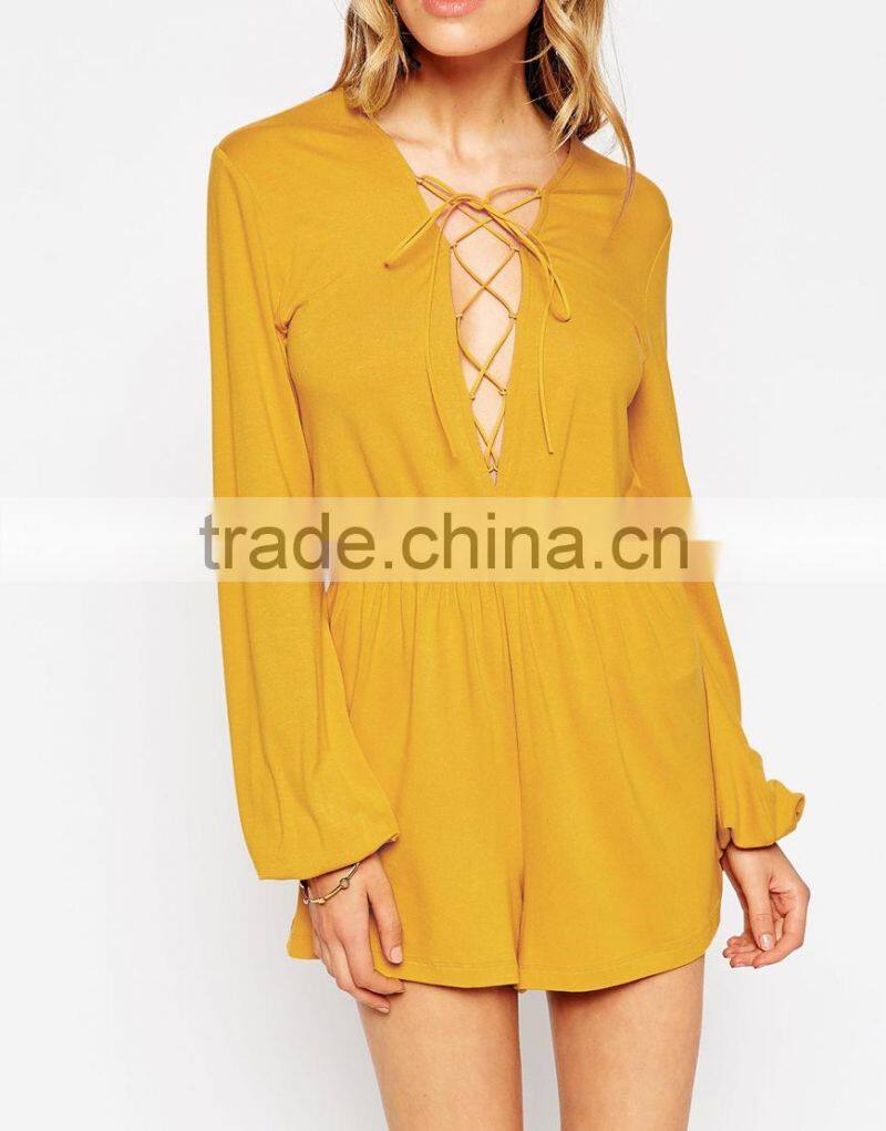 2015 China factory OEM ODM fashionable customized Romper with Lace up Front