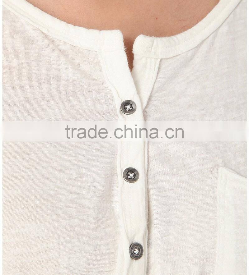 collar design ladies loose plain long sleeve t shirt with pocket