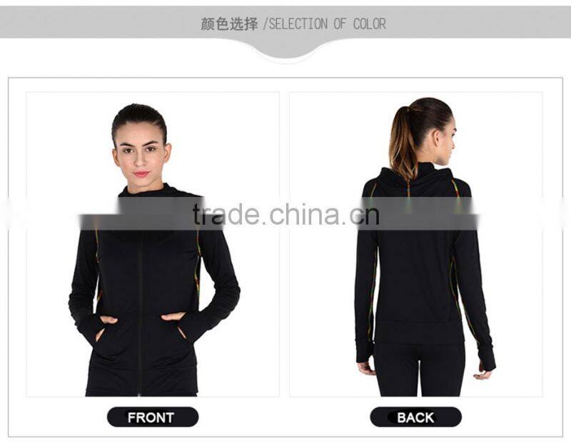 China Factory Women Fitness Wear With Hooded Elastic Breathable Outer Sports Jackets Comfortable