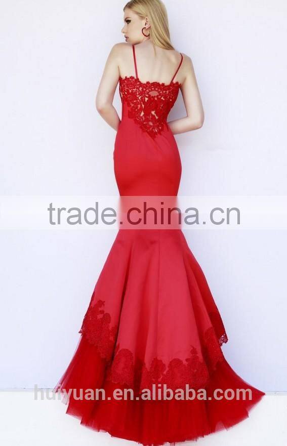 spaghetti strap sexy ball gown scoop neck wedding dress with red flowers embroidery