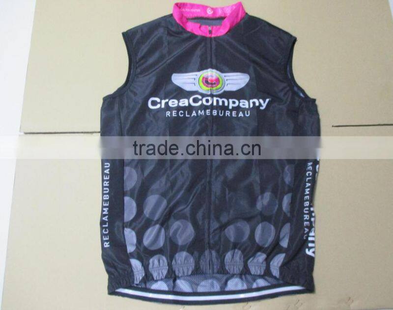 New style OEM fully sublimation printing sports cycling wind breaker vest/sleeveless/gilets