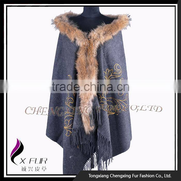 CX-B-P-65B 2016 Winter New Style Fashion Pashmina Shawls With Fur