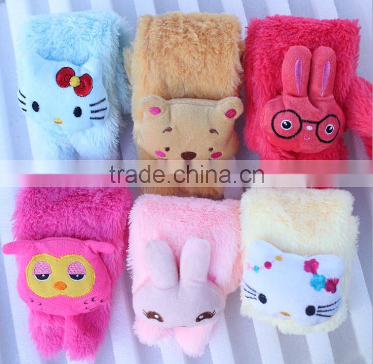 Coral cashmere scarves Cartoon animal head baby infant children's winter scarves wholesale fashionable scarf