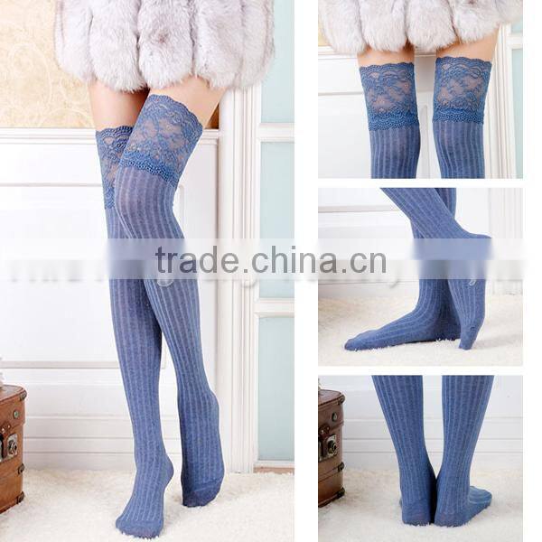 Sexy lace cotton thigh stockings