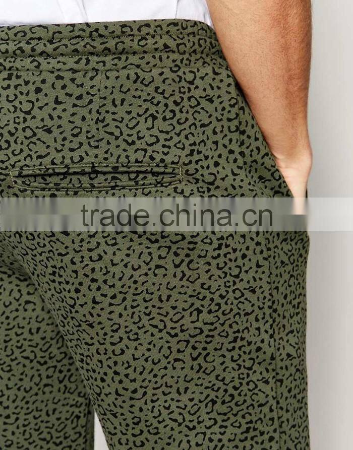 Mens skinny fashion jogger pants in leopard print for sale