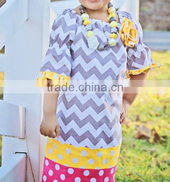 Fancy Christmas Chevron Material Baby Girls Frocks Christmas Dress For Gilrs' Dresses