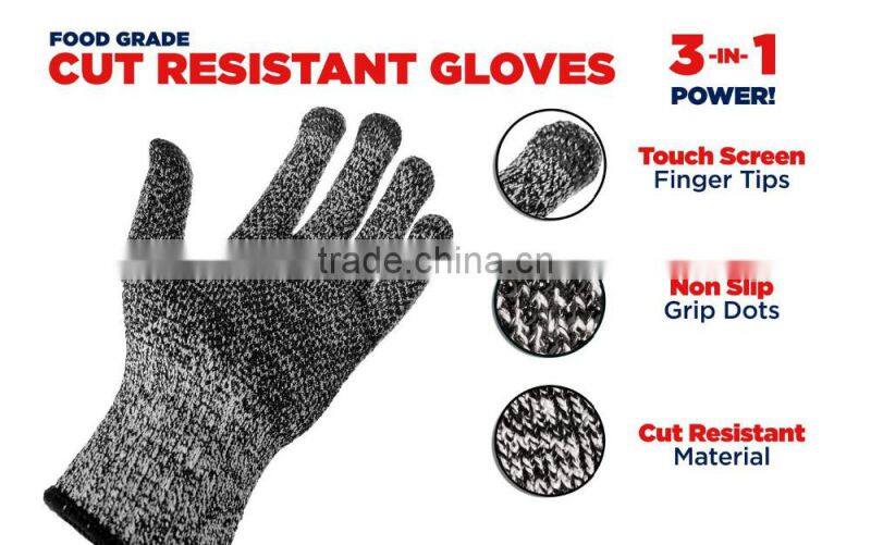 Durable Cut Resistant Gloves Capacitive Touch Finger Tips