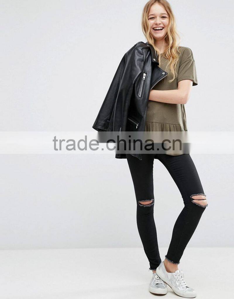 fashion t shirt wholesale, t shirt ruffle hem, blank t shirt