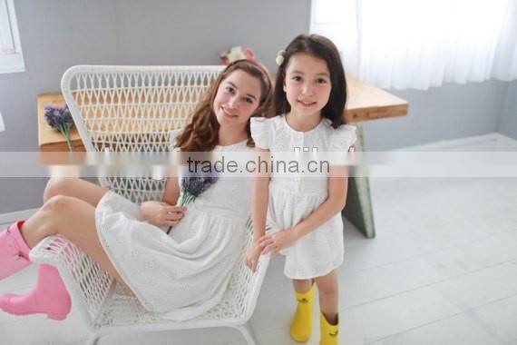 Cotton Floral Embroidered Summer Frock Designs Mom And Daughter Dress Matching