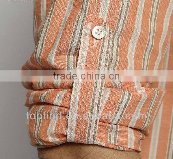 Lasted Fashion Long Sleeve Stripe Men Shirt with button down collar
