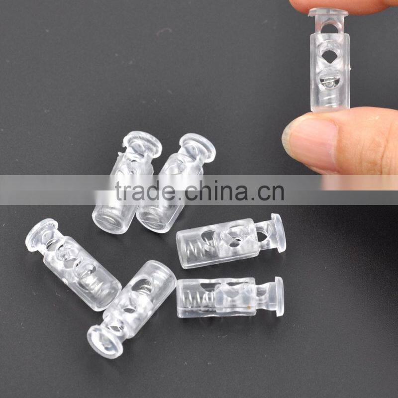 Transparent plastic round ball cord lock end toggles spring clip stoppers 4mm shoelace bungee shock cord K-334