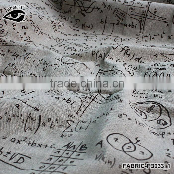 1.50m Preppy Style Formula & Equation Pattern Linen/Cotton Canvas Fabric Zakka Patchwork Fabric