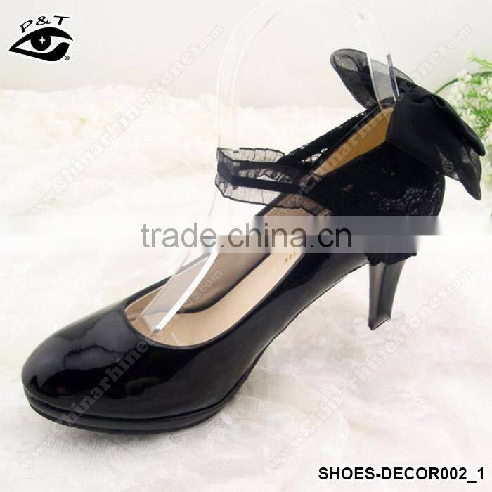 Black vintage lace flowers cover for wedding shoe clips Decoration Ornament with Metal Clip Shoe Charms