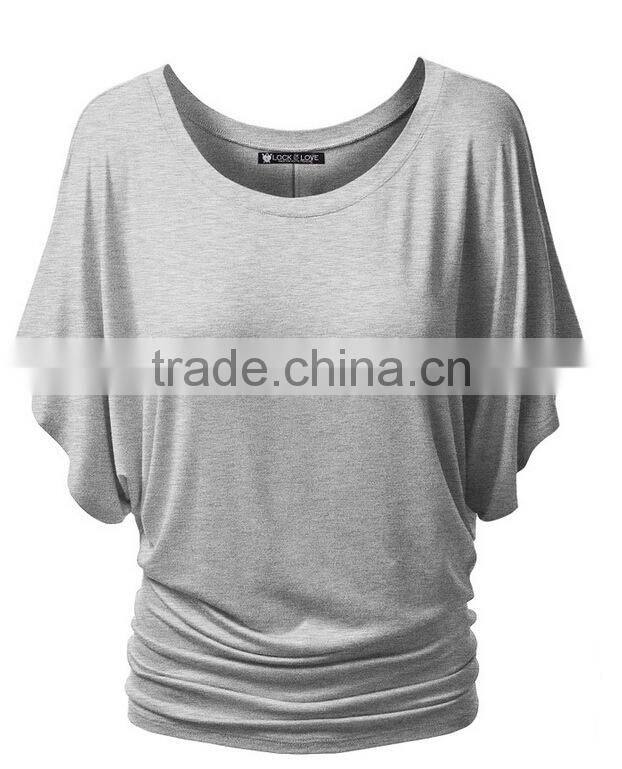 women shirt summer short batwing sleeve solid female tops S6310012