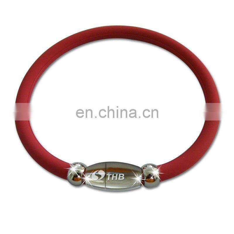 Hot sale Ge & titanium silicone bracelet with stainess steel magnet buckle