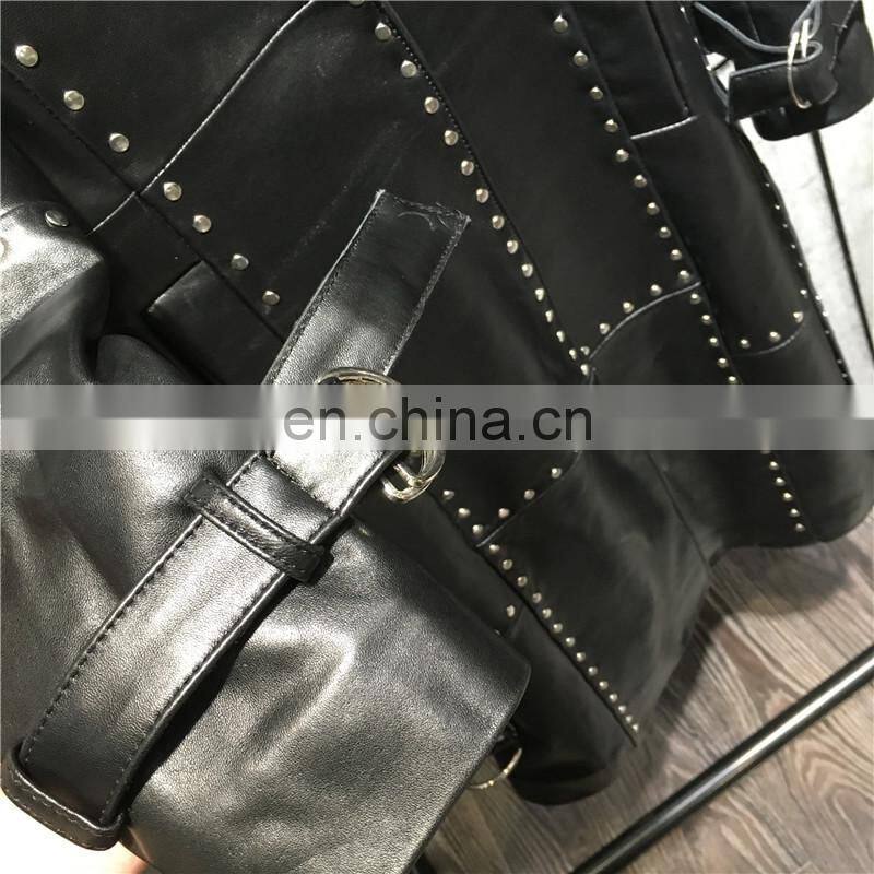 Fashion Classical Lady Windbreaker 100% Leather Jacket Semiformal Wear Ladies Long Leather Jacket