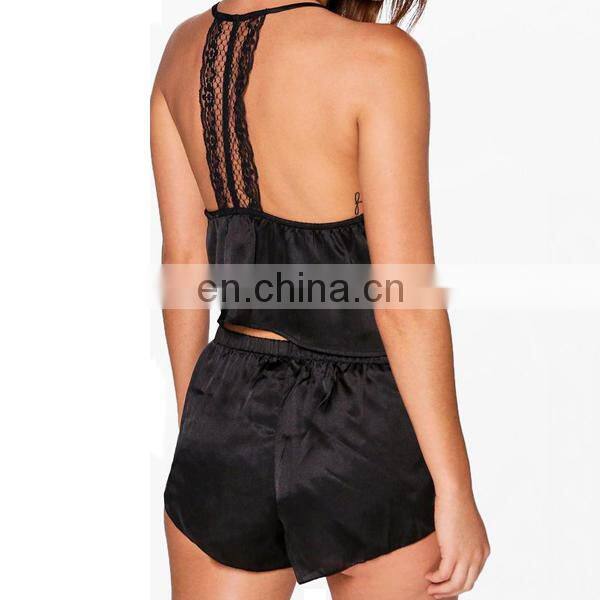 China suppliers pj set women sexy nightwear women lace T back vest pajama sets