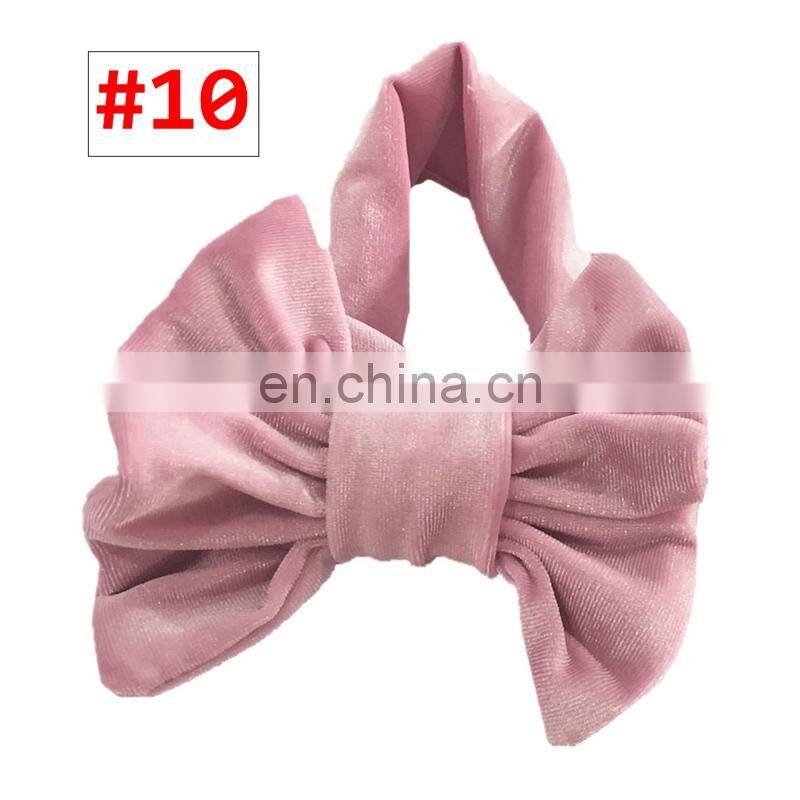 11Colors Girl Pleuche Headband Kids Solid Color hairband with big bow