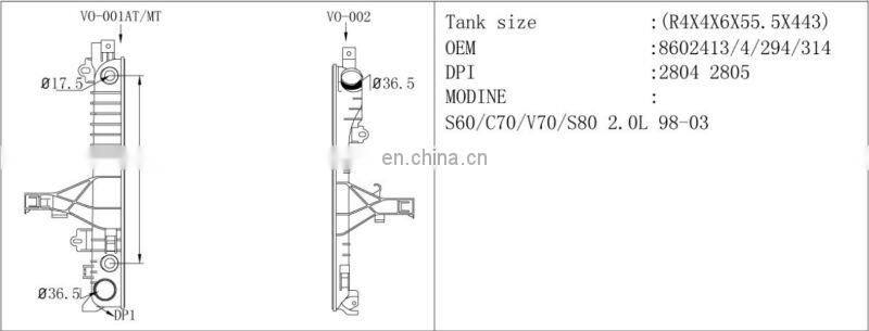 Auto Plastic Radiator Tank for VOLVO ,auto parts (MODINE:S60/C70/S80)