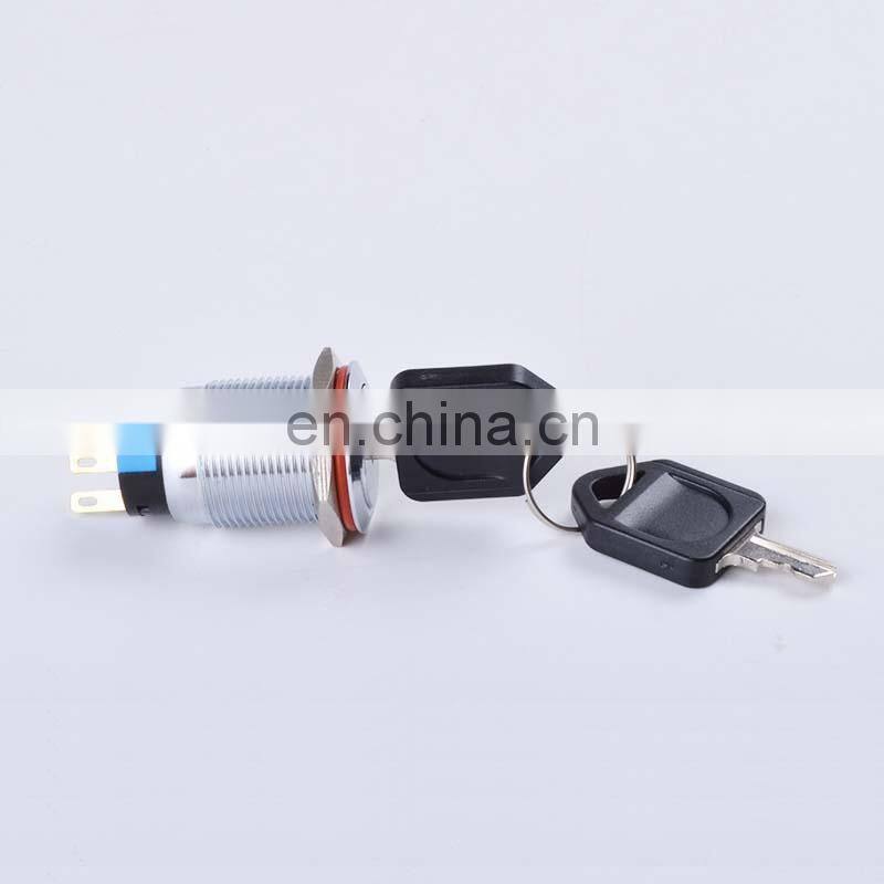 19MM Brass chrome Key Metal Waterproof brass 2 position 1NO 1NC 3 position  2NO 2NC Push Button Switch Button press button