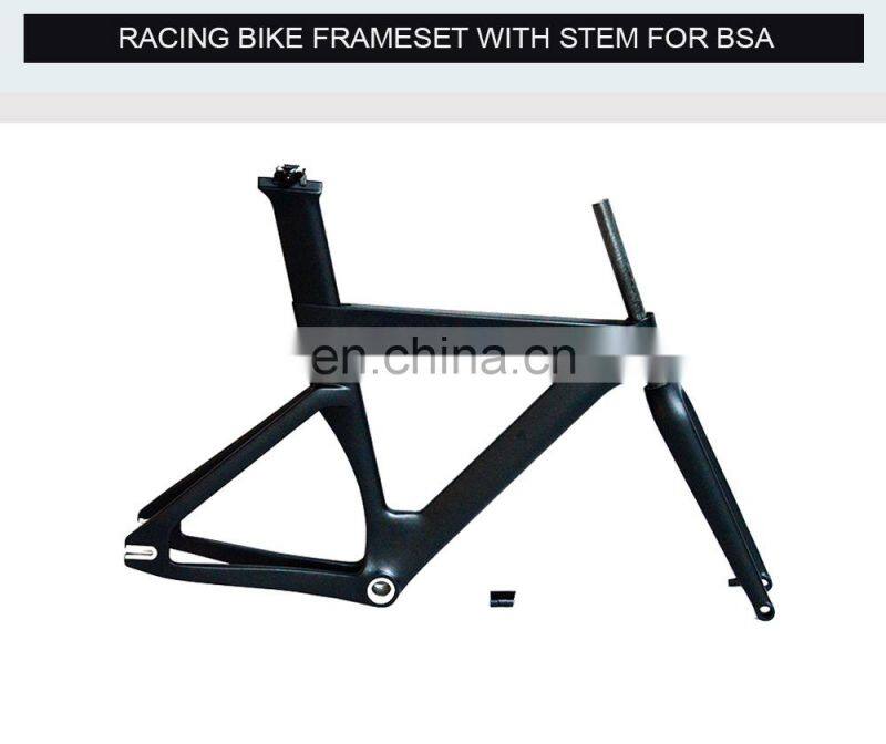 Modify Luxury Matt Black Carbon Fiber Track Bicycle Frame Bike Frameset with Stem for BSA