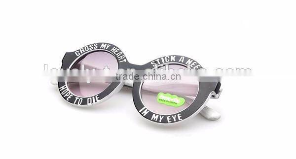 hot selling kids children lovely cute round sunglasses with laser etching letters