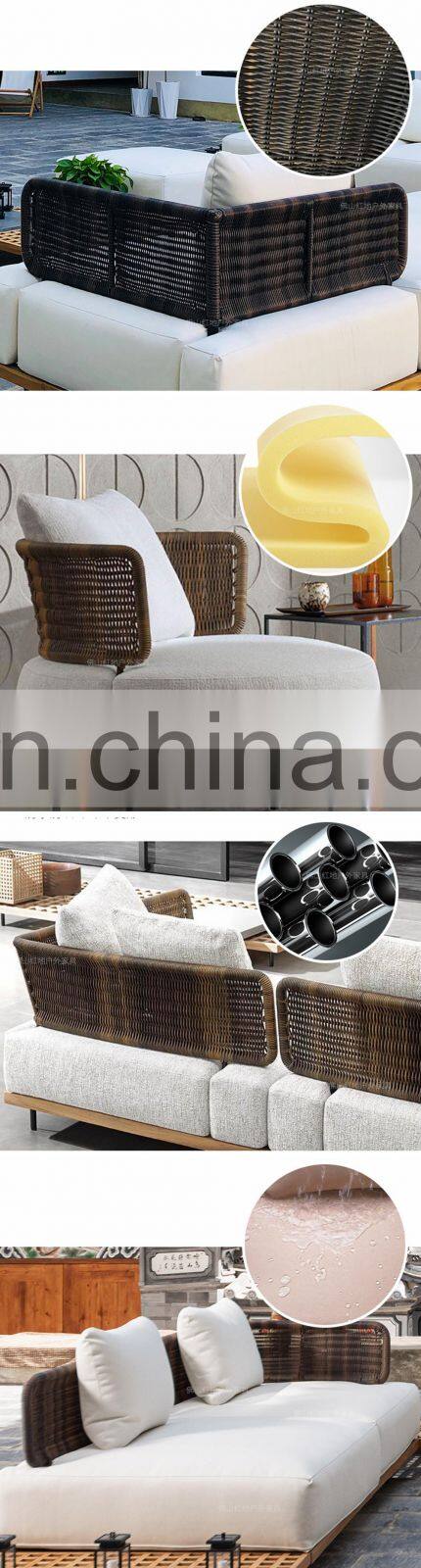 patio wood and cane teak sectional patio garden furniture sofa set outdoor