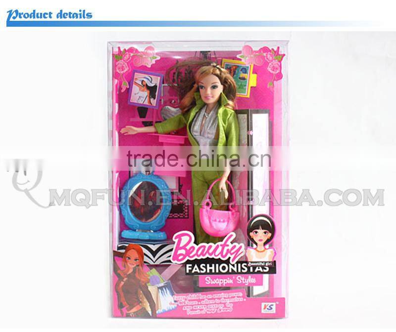 Mini Qute 36 cm kawaii beautiful American Latex kid fashion Plastic doll model educational toy with accessories NO.YS2012-7B