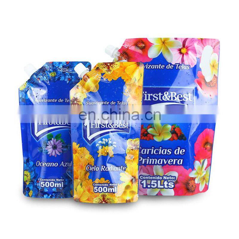Customized printing Plastic Leakproof liquid bag Aluminum foil bag Laundry detergent spout pouch stand up bag with cap